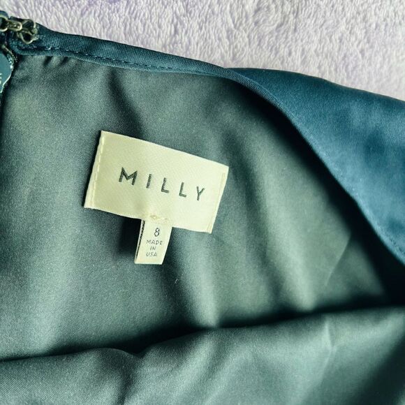 Milly Silk blend V-Neck Butterfly Dress Long Navy Blue Silk Blend Dress Size 8 - Picture 10 of 12